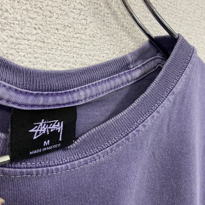 STUSSY　ステューシー　半袖プリントTシャツ　両面プリント　スカル　骸骨　紫　パープル　Mサイズ