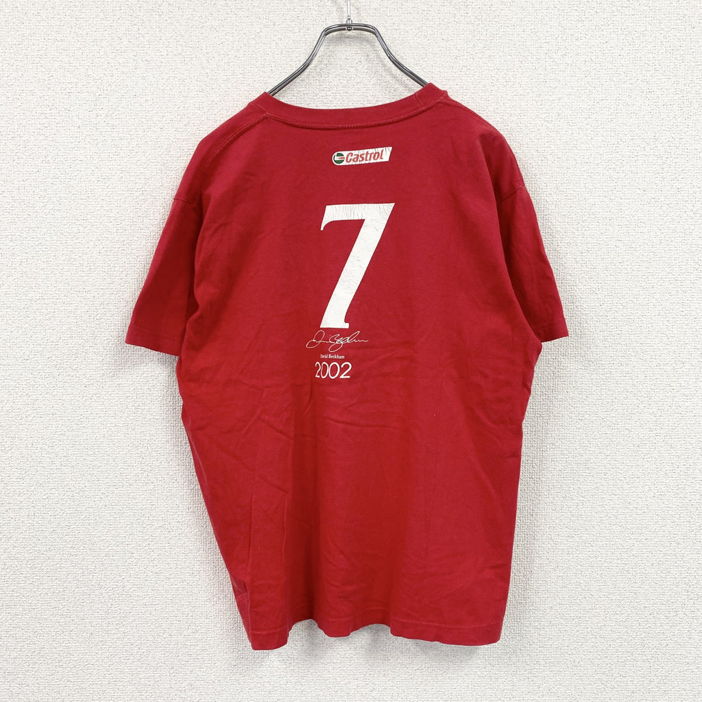 00s　Printstar　プリントスター　デビッド・ベッカム　Castro　半袖プリント企業Tシャツ　ヴィンテージ　赤　レッド