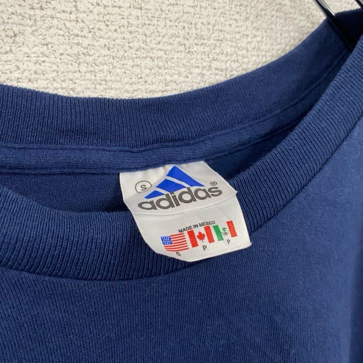古着 used　90s　adidas　アディダス　半袖カレッジプリントTシャツ　OLD DOMINION　ネイビー　Sサイズ