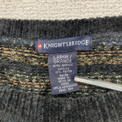 90s～　KNIGHTSBRIDGE　アクリルニットセーター　ボーダー柄　ヴィンテージ　マルチカラー　Lサイズ