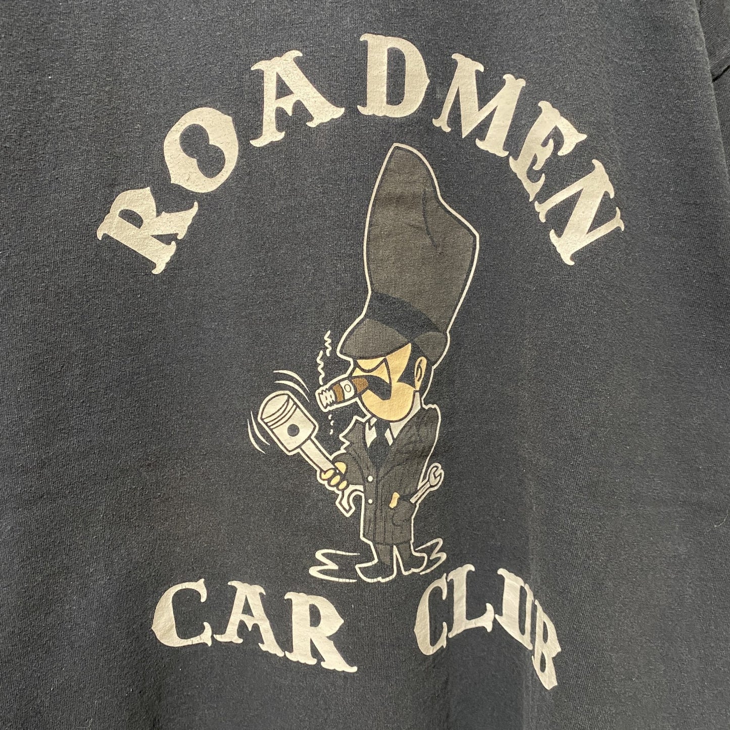 古着 used　GILDAN ギルダン　ROADMEN　半袖プリントTシャツ　黒　ブラック　レトロデザイン　XLサイズ