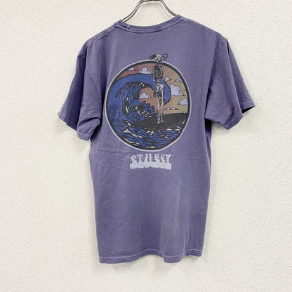 STUSSY　ステューシー　半袖プリントTシャツ　両面プリント　スカル　骸骨　紫　パープル　Mサイズ