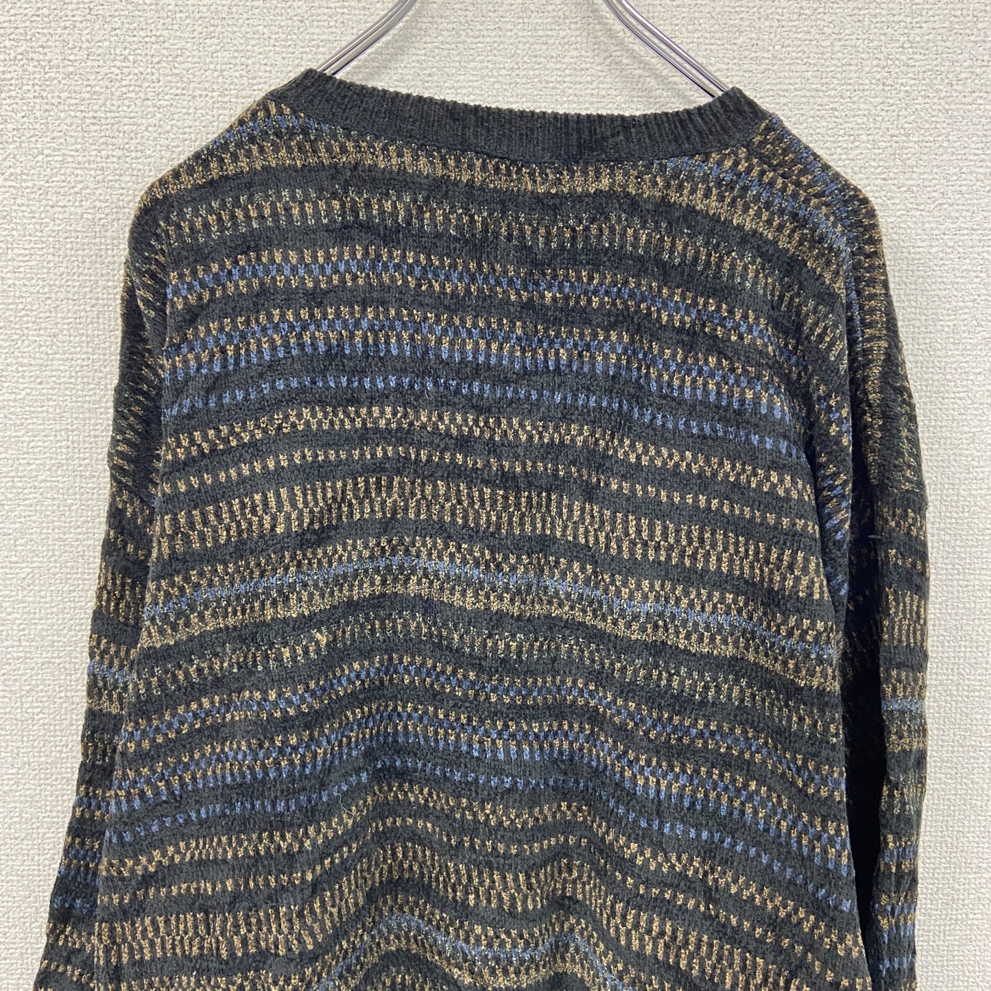 90s～　KNIGHTSBRIDGE　アクリルニットセーター　ボーダー柄　ヴィンテージ　マルチカラー　Lサイズ