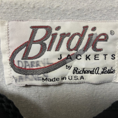 古着 used　USA製　Birdie Jakets 長袖ナイロンプルオーバー　ワンポイント刺繍　ハーフジップ　サッカー　黒