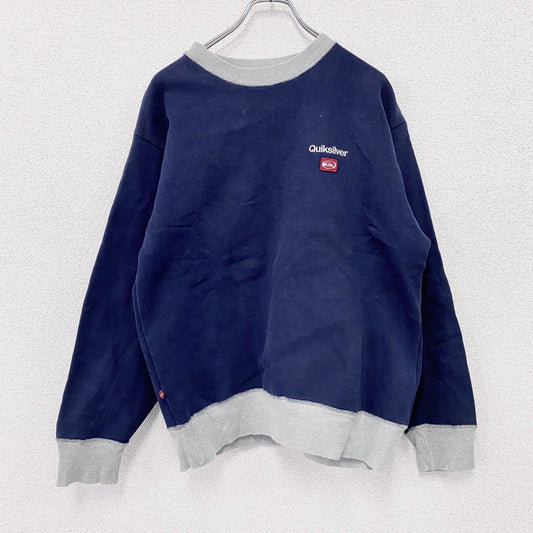 Quiksilver　クイックシルバー　ダブルフェイススウェット/トレーナー　刺繍ロゴ　紺　ネイビー