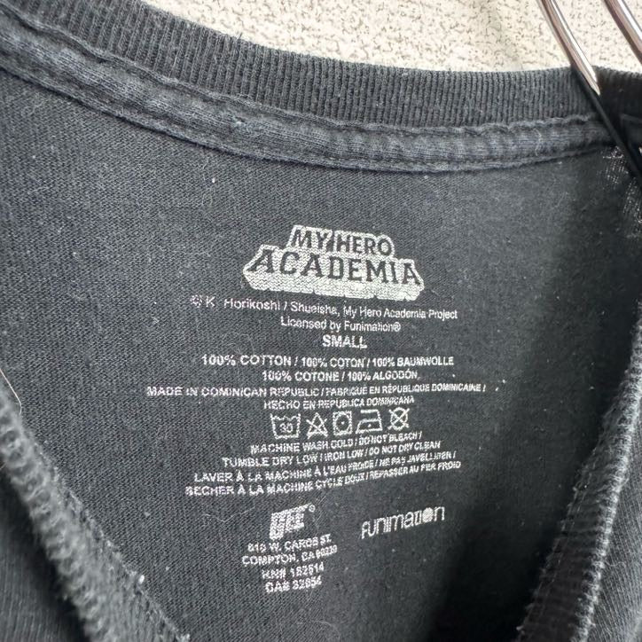 古着 used　僕のヒーローアカデミア　ヒロアカ　半袖アニメプリントTシャツ　クルーネック　黒　ブラック　Sサイズ
