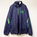 古着 used　Genuine stuff 　長袖ハーフジップナイロンプルオーバー　ワンポイントロゴ　ネイビー　緑　XLサイズ