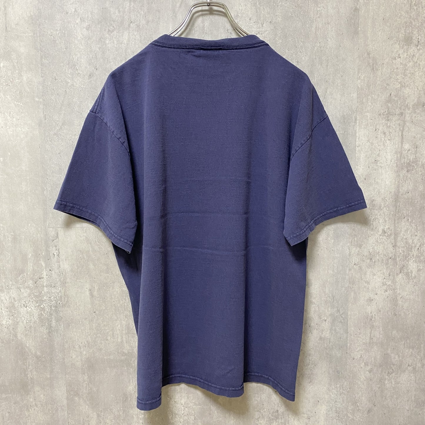 古着 used　スーパーマンパロディ　JESUS CHRIST　半袖プリントTシャツ　ネイビー　レトロデザイン　クルーネック