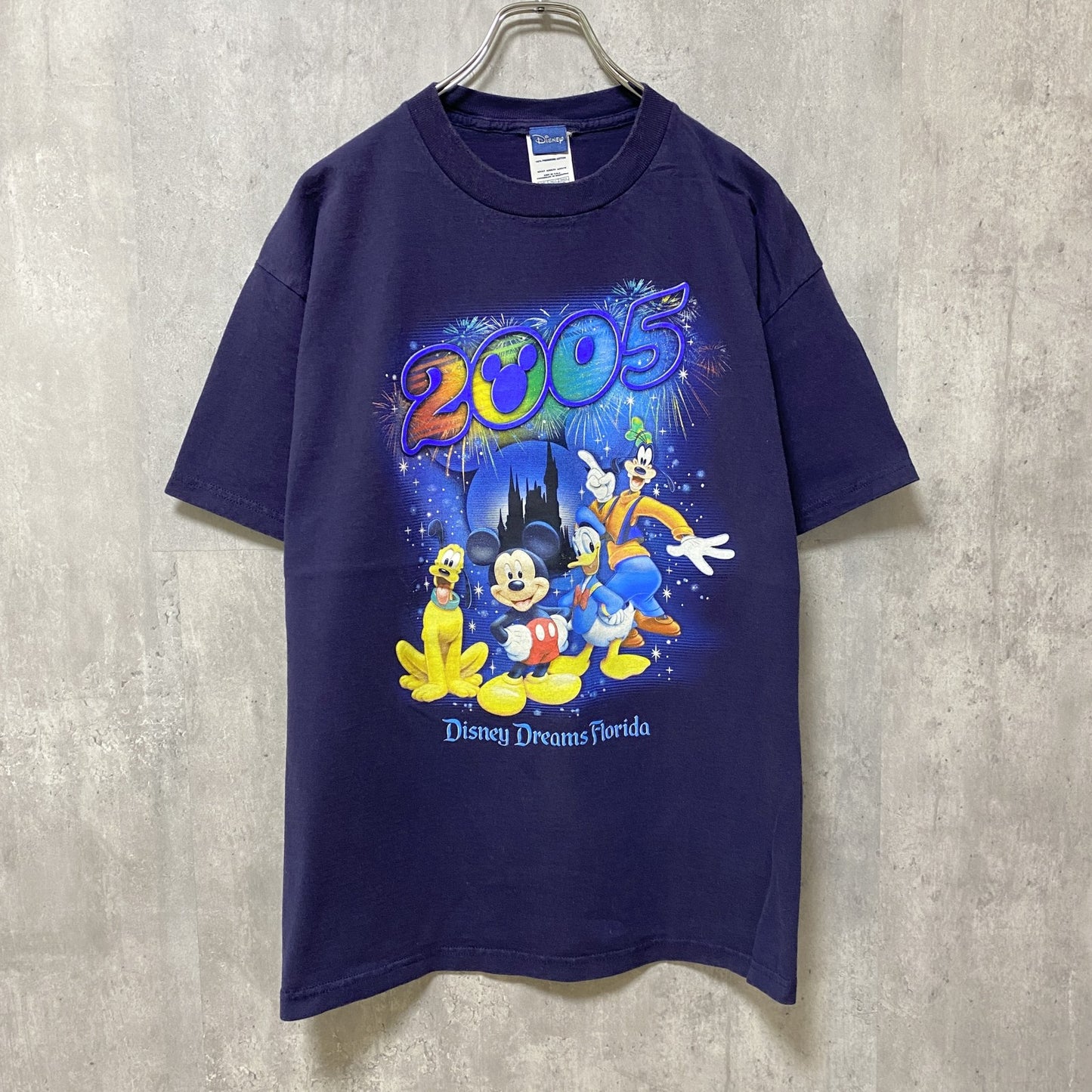 古着 used　2005　Disney　ディズニー　ヴィンテージ　キャラクター　半袖プリントTシャツ　ネイビー　紺　クルーネック