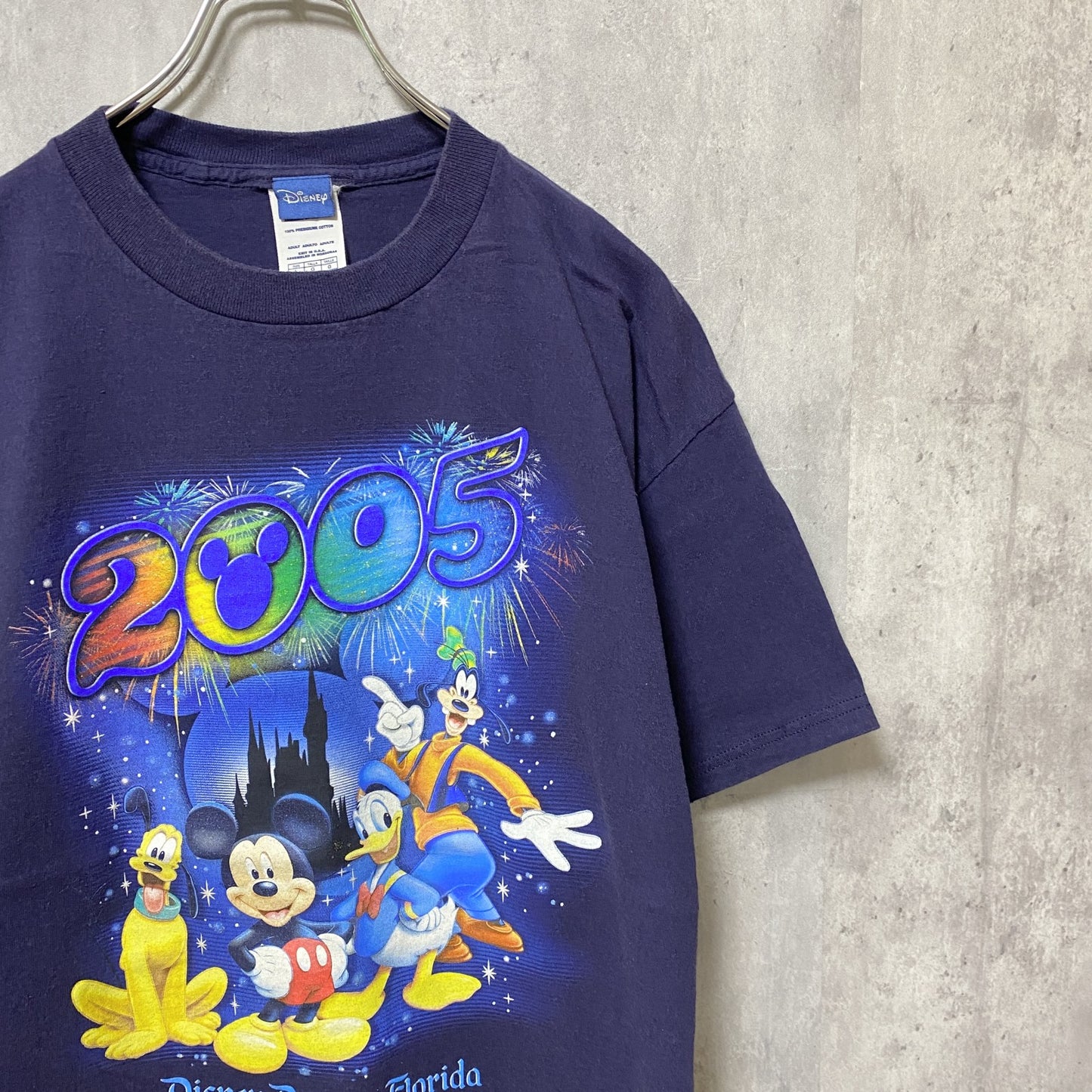 古着 used　2005　Disney　ディズニー　ヴィンテージ　キャラクター　半袖プリントTシャツ　ネイビー　紺　クルーネック