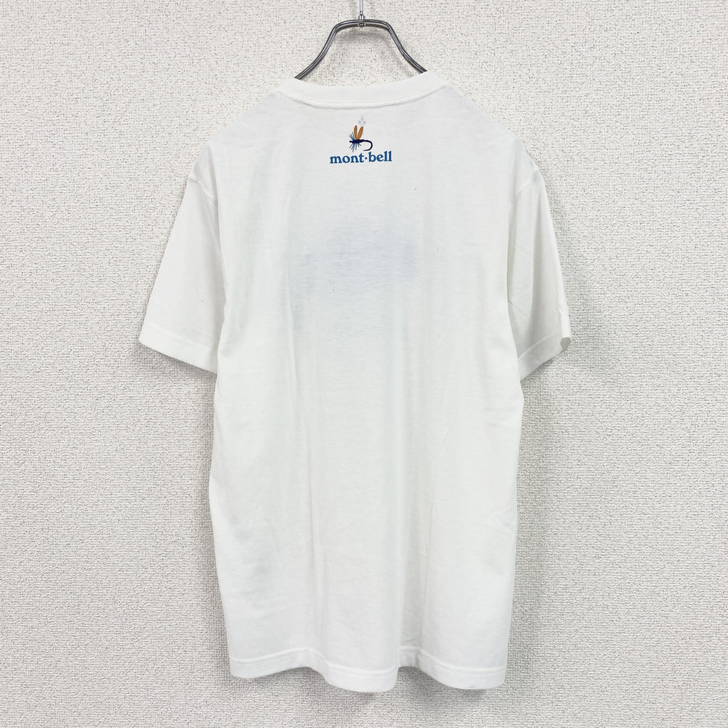 mont-bell　モンベル　半袖プリントアニマルTシャツ　デカロゴ　FISH　白　ホワイト　Mサイズ