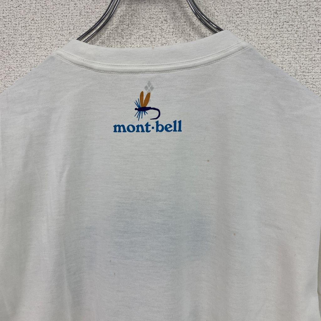 mont-bell　モンベル　半袖プリントアニマルTシャツ　デカロゴ　FISH　白　ホワイト　Mサイズ