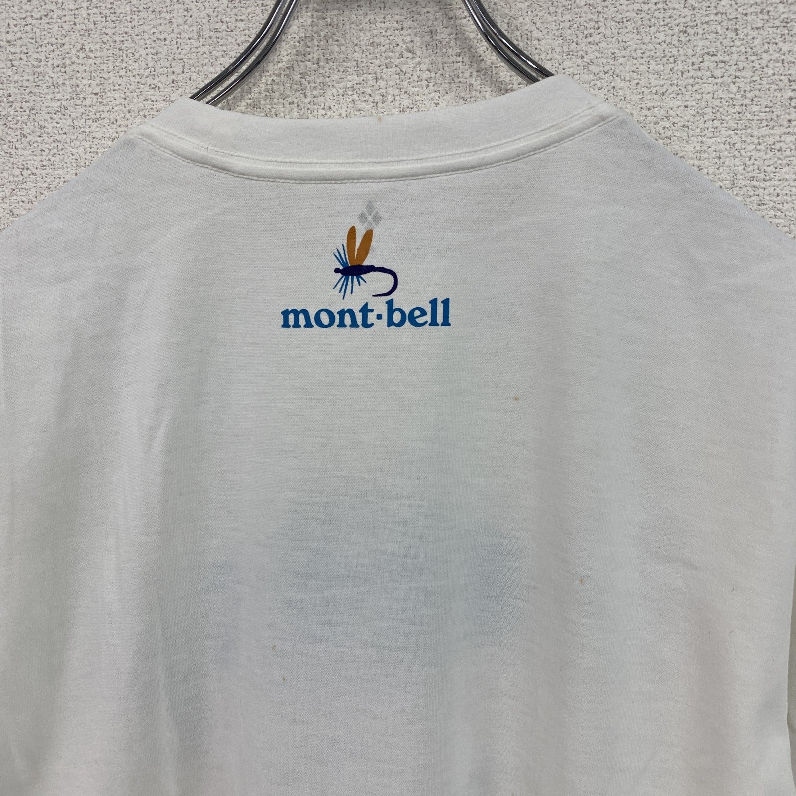 mont-bell　モンベル　半袖プリントアニマルTシャツ　デカロゴ　FISH　白　ホワイト　Mサイズ