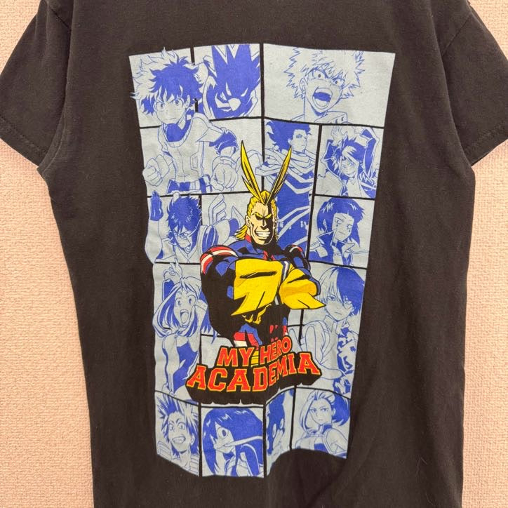 古着 used　僕のヒーローアカデミア　ヒロアカ　半袖アニメプリントTシャツ　クルーネック　黒　ブラック　Sサイズ