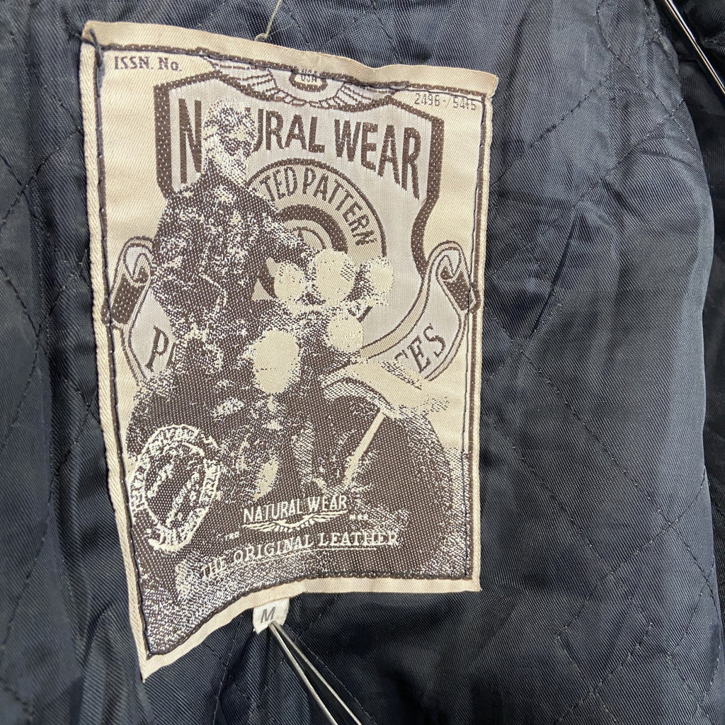 NATURAL WEAR　レザージャケット　シングルライダースジャケット　襟付き　茶　ダークブラウン　Mサイズ