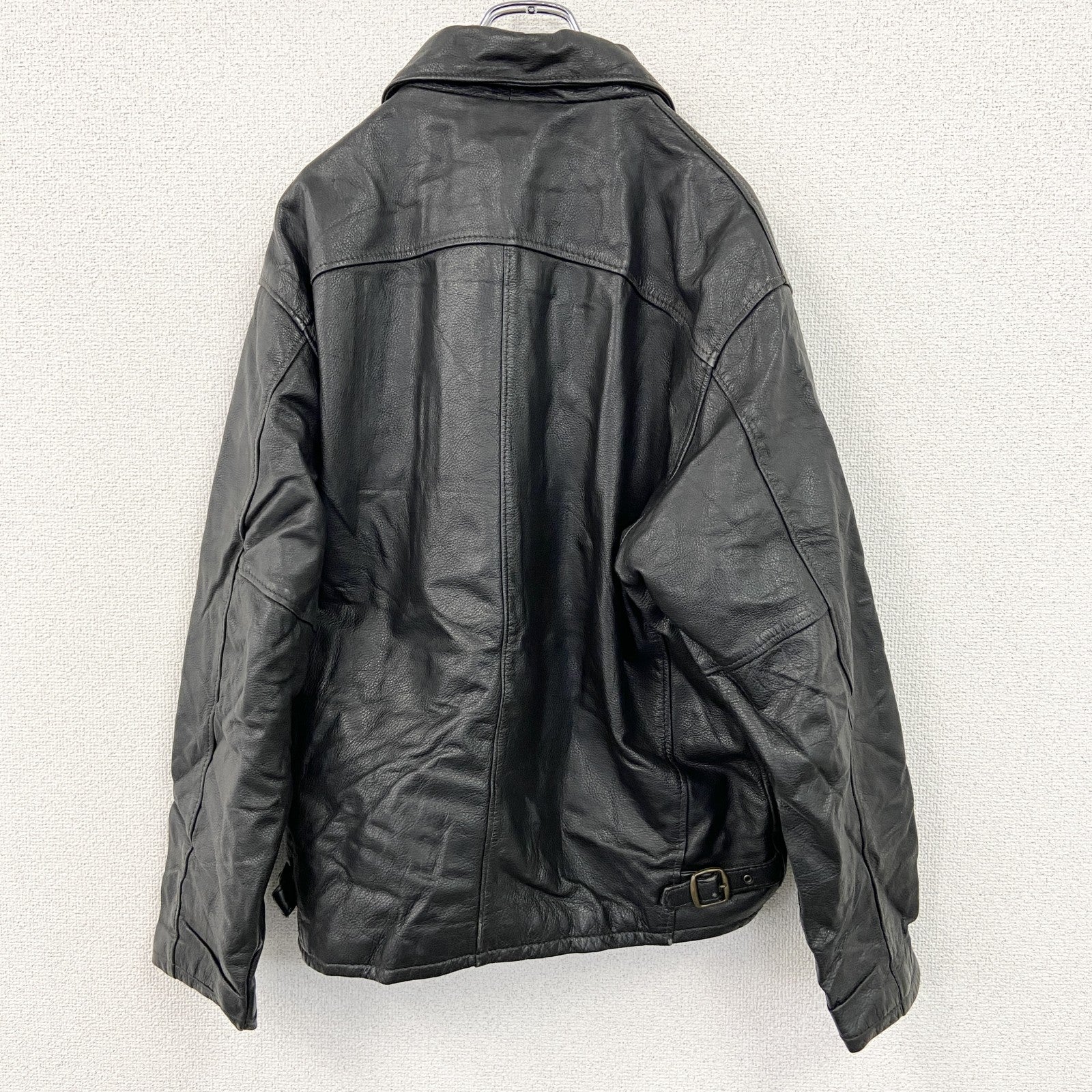NATURAL WEAR　レザージャケット　シングルライダースジャケット　襟付き　茶　ダークブラウン　Mサイズ