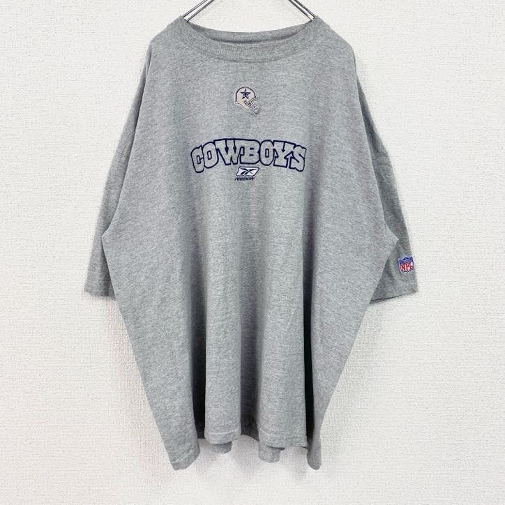 古着 used　NFL　半袖刺プリントTシャツ　ダラス・カウボーイズ　クルーネック　灰色　グレー　XXXLサイズ