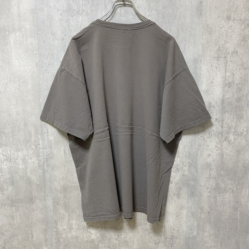 古着 used　GILDAN　ギルダン　半袖プリントTシャツ　グレー　レトロ　デザイン　個性的　クルーネック　オーバーサイズ