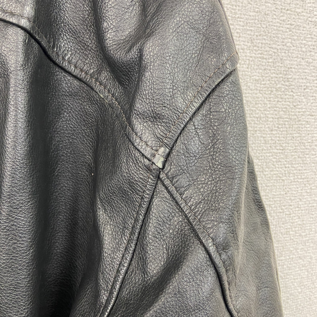 NATURAL WEAR　レザージャケット　シングルライダースジャケット　襟付き　茶　ダークブラウン　Mサイズ