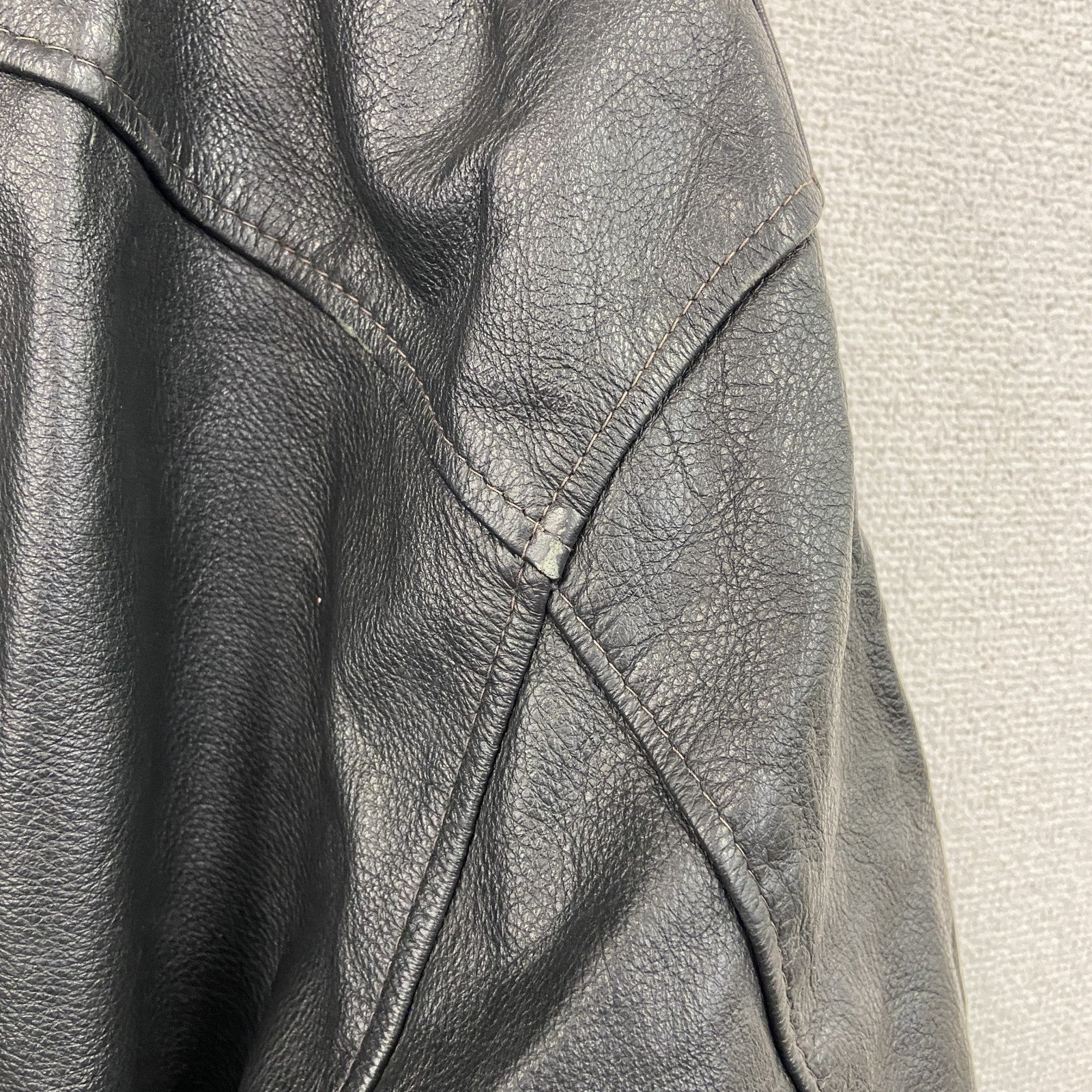 NATURAL WEAR　レザージャケット　シングルライダースジャケット　襟付き　茶　ダークブラウン　Mサイズ