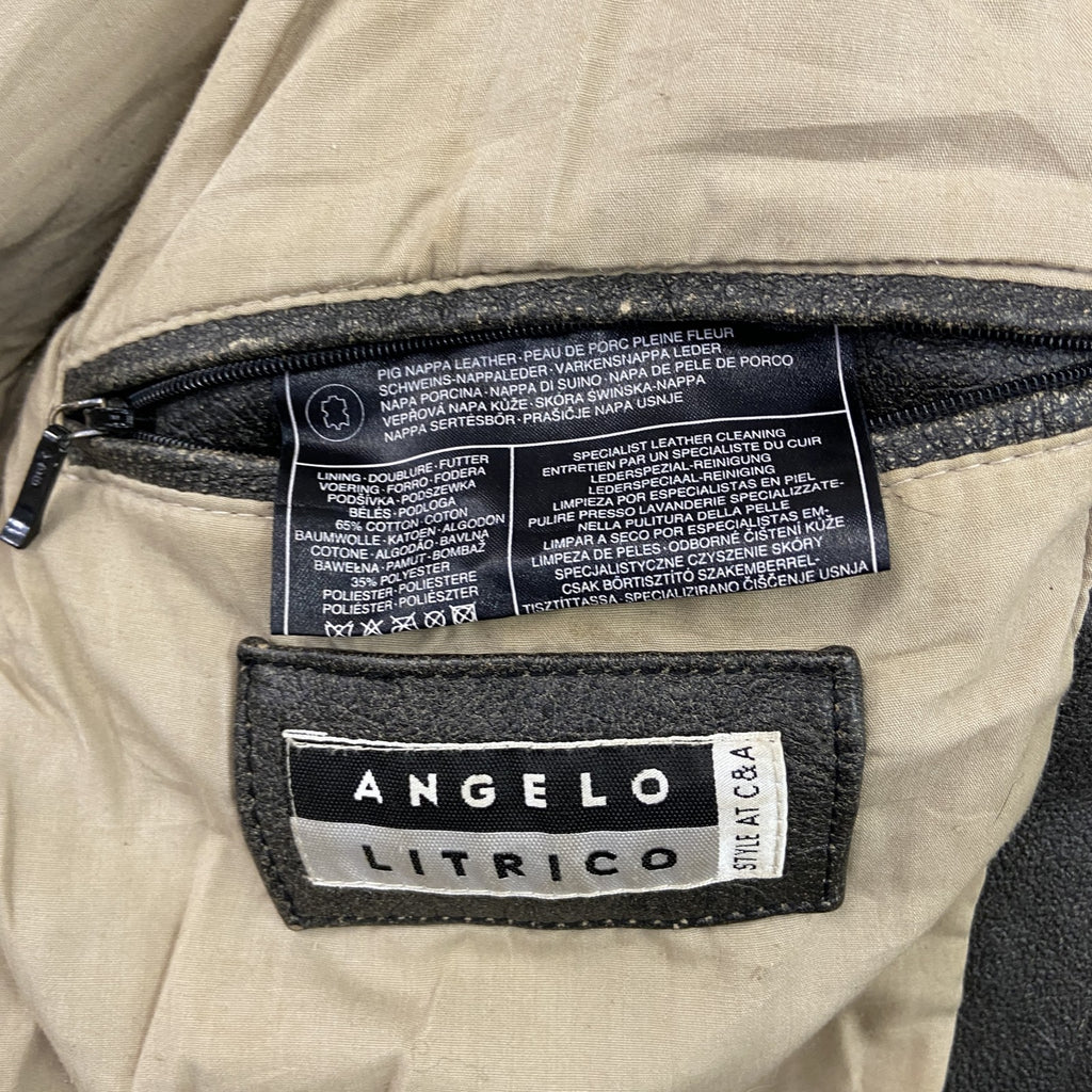 ANGELO LITRICO　レザージャケット　シングルライダースジャケット　襟付き　焦げ茶　ダークブラウン