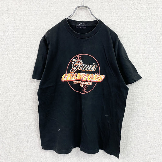 00s　読売ジャイアンツ　2002年優勝記念Tシャツ　半袖プリントスポーツTシャツ　ヴィンテージ　黒　ブラック
