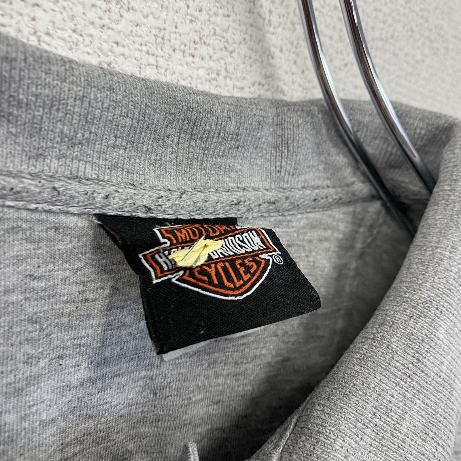 HARLEY DAVIDSON　ハーレーダビッドソン　半袖ポロシャツ　ワッペン　刺繡　グレー　灰色