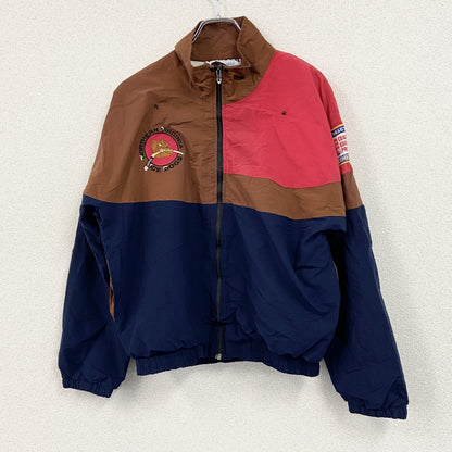 80s　MOYER　フルジップナイロンジャケット　ロケットTALON　ワッペン　星条旗　アーチプリント　マルチカラー　Sサイズ