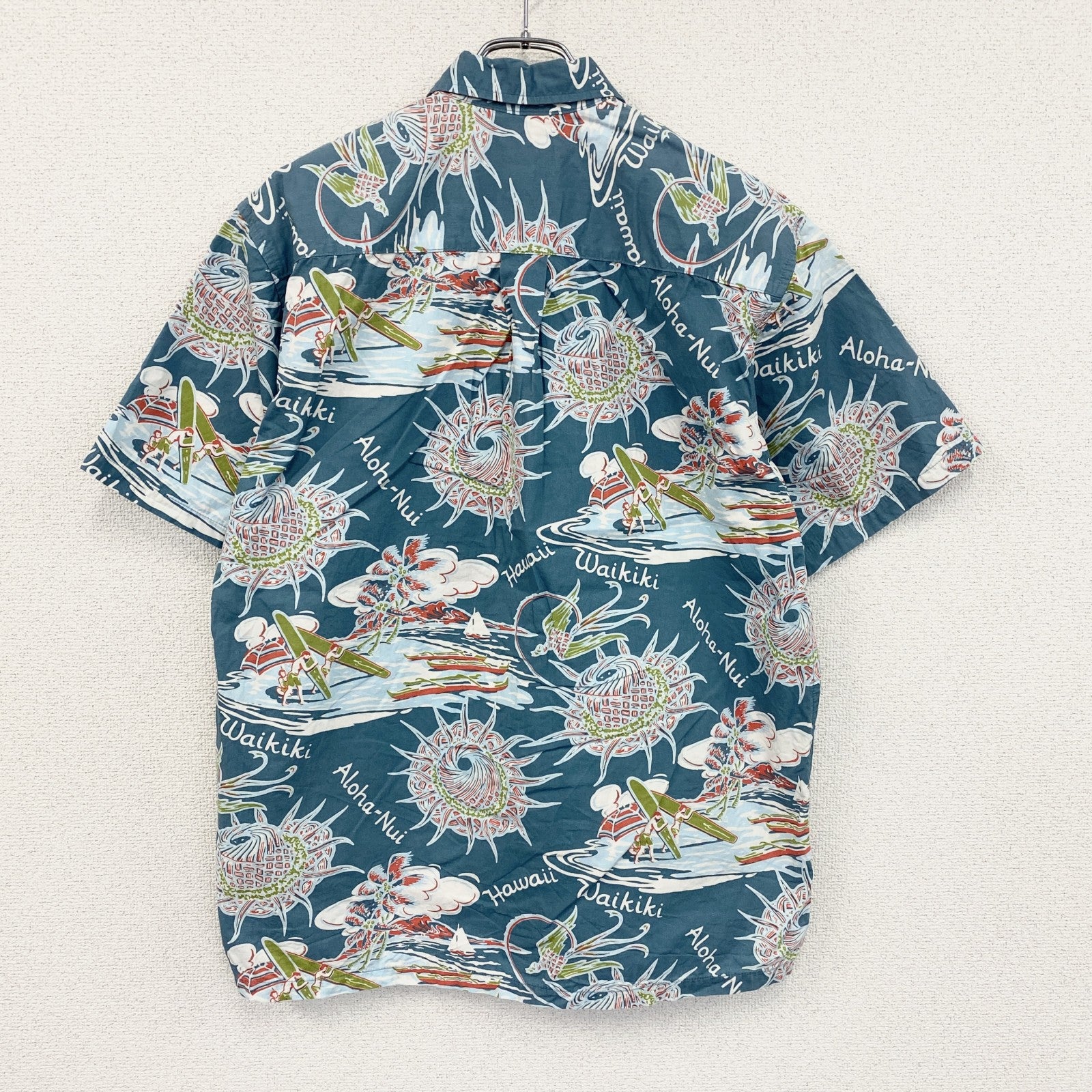 00s　COOKE STREET　クックストリート　半袖アロハシャツ　総柄　マルチカラー　青　ブルー　Mサイズ