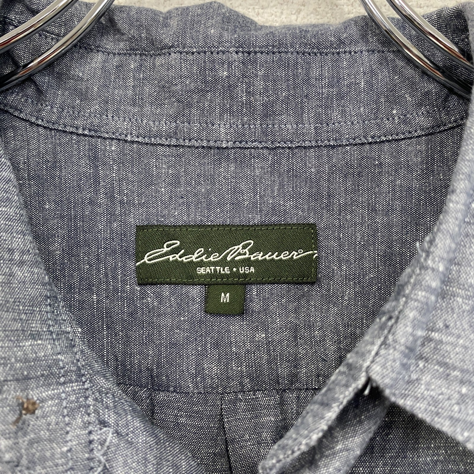 Eddie Bauer　エディーバウアー　半袖リネン混ボックスシャツ　グレー　Mサイズ