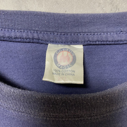 COTTON MAGIC　半袖プリントスーベニアTシャツ　フェード　クルーネック　ビックシルエット　紺　ネイビー　2XLサイズ