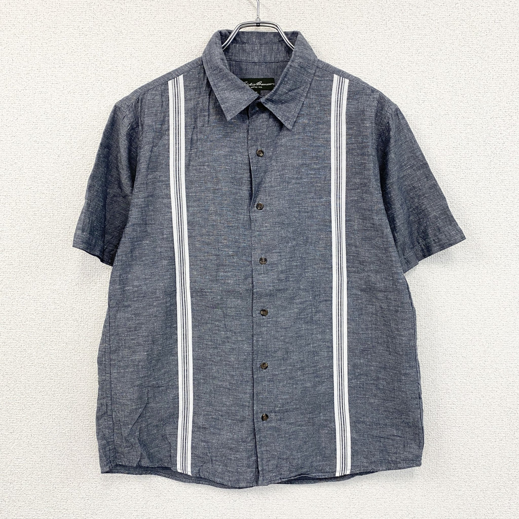Eddie Bauer　エディーバウアー　半袖リネン混ボックスシャツ　グレー　Mサイズ