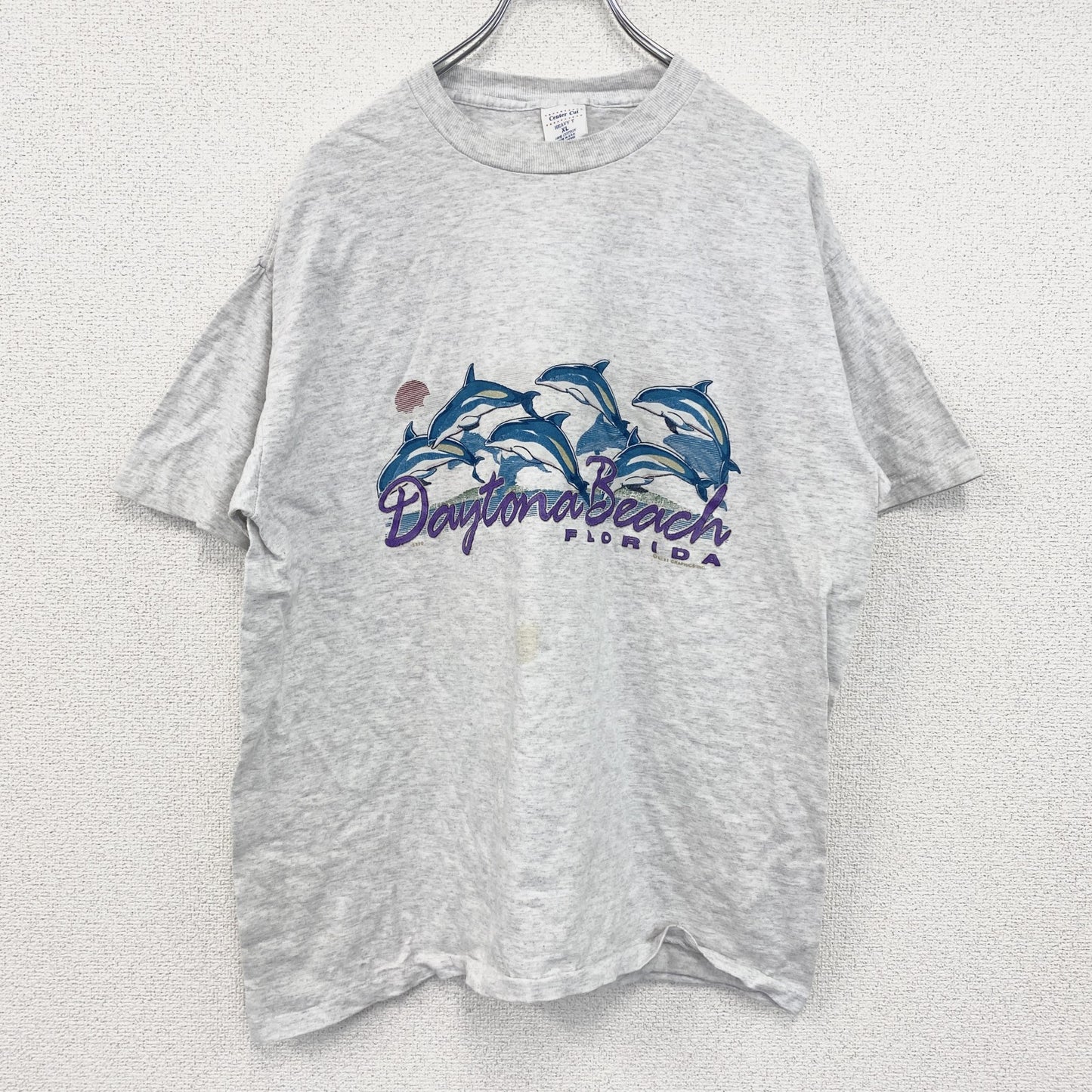 90s　Center Cut　半袖プリントTシャツ　シングルステッチ　ヴィンテージ　グレー　XLサイズ