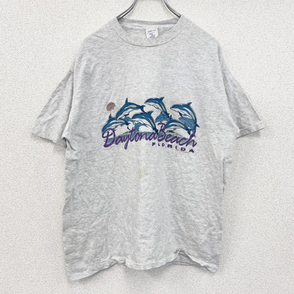 90s　Center Cut　半袖プリントTシャツ　シングルステッチ　ヴィンテージ　グレー　XLサイズ