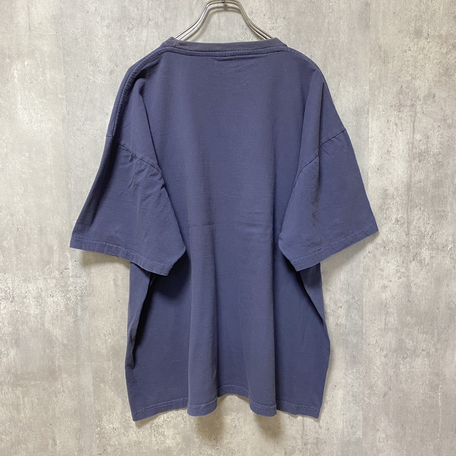 COTTON MAGIC　半袖プリントスーベニアTシャツ　フェード　クルーネック　ビックシルエット　紺　ネイビー　2XLサイズ