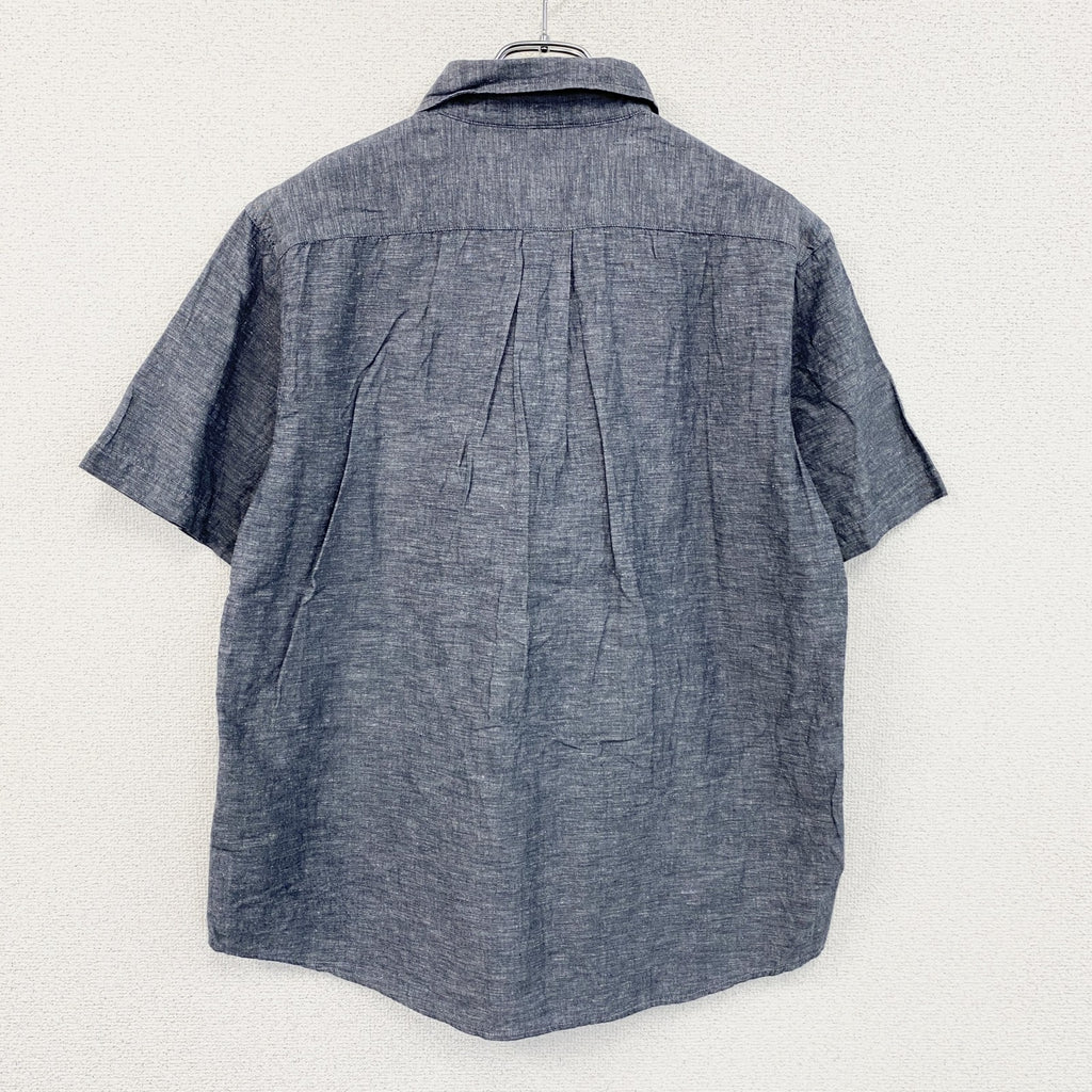 Eddie Bauer　エディーバウアー　半袖リネン混ボックスシャツ　グレー　Mサイズ