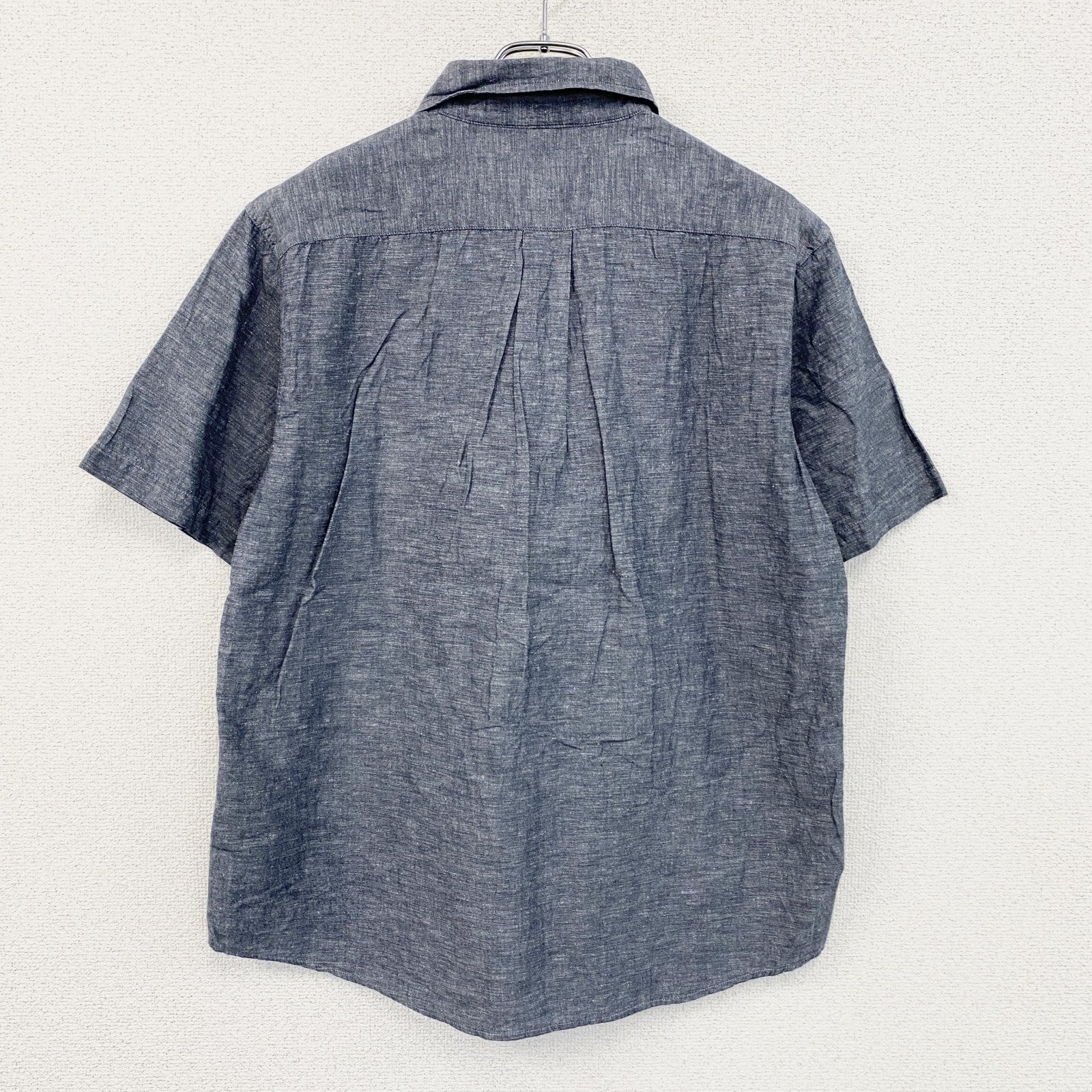 Eddie Bauer　エディーバウアー　半袖リネン混ボックスシャツ　グレー　Mサイズ