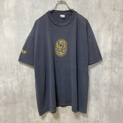 ONE UNION　半袖プリントTシャツ　フェード　アーチプリント　3連プリント　両面プリント　クルーネック　紺　ネイビー