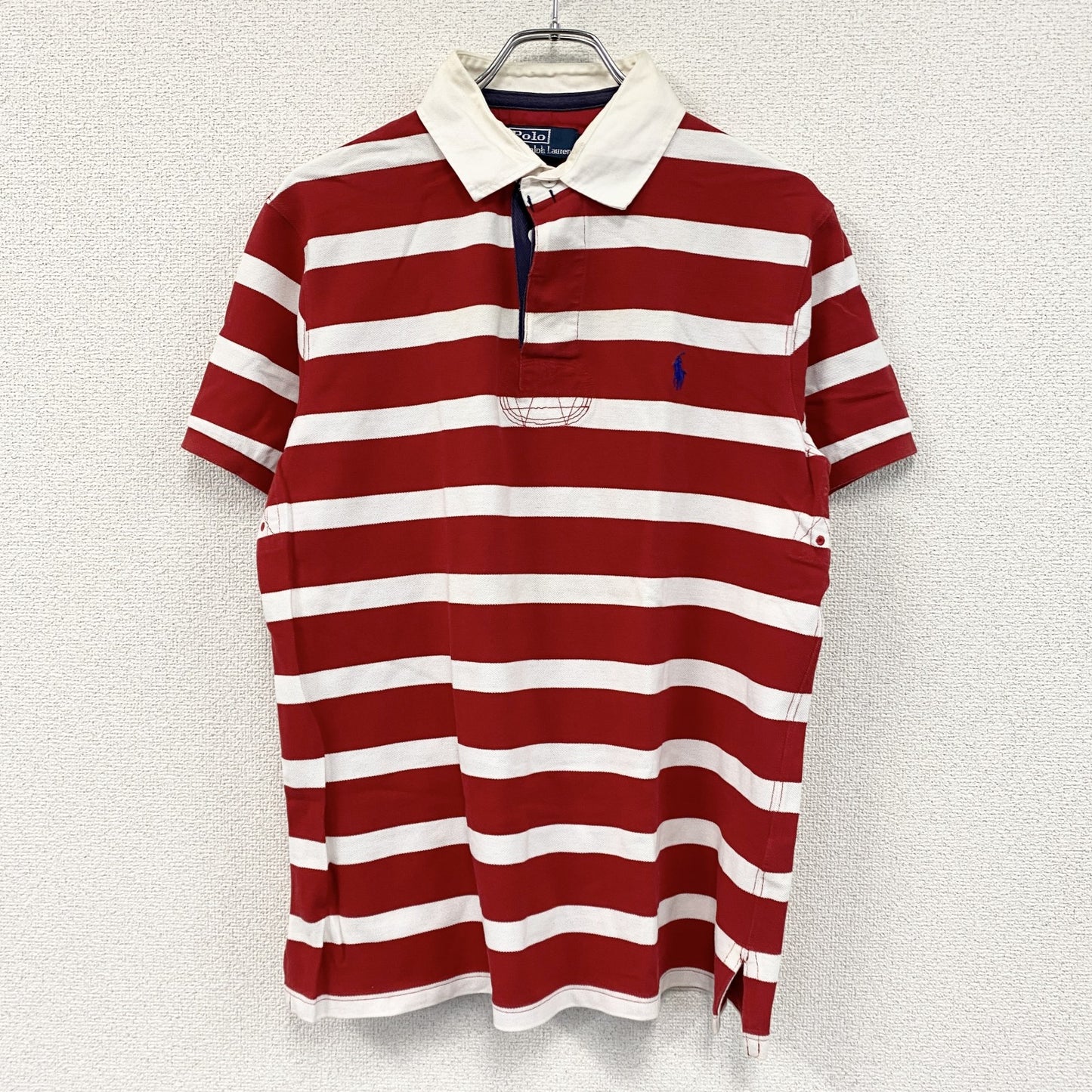 Polo by Ralph Lauren　ポロバイラルフローレン　半袖ポロシャツ　ボーダー柄　赤　レッド　白　ホワイト　Lサイズ
