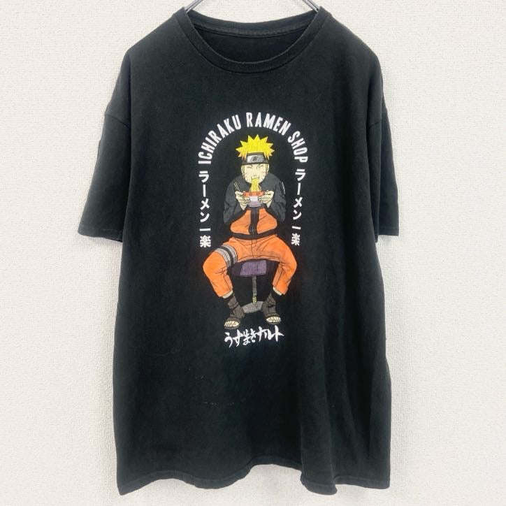 古着 used　NARUTO　うずまきナルト　半袖アニメプリントTシャツ　少年ジャンプ　マンガ　黒　ブラック　Lサイズ