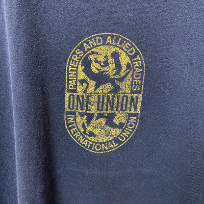 ONE UNION　半袖プリントTシャツ　フェード　アーチプリント　3連プリント　両面プリント　クルーネック　紺　ネイビー