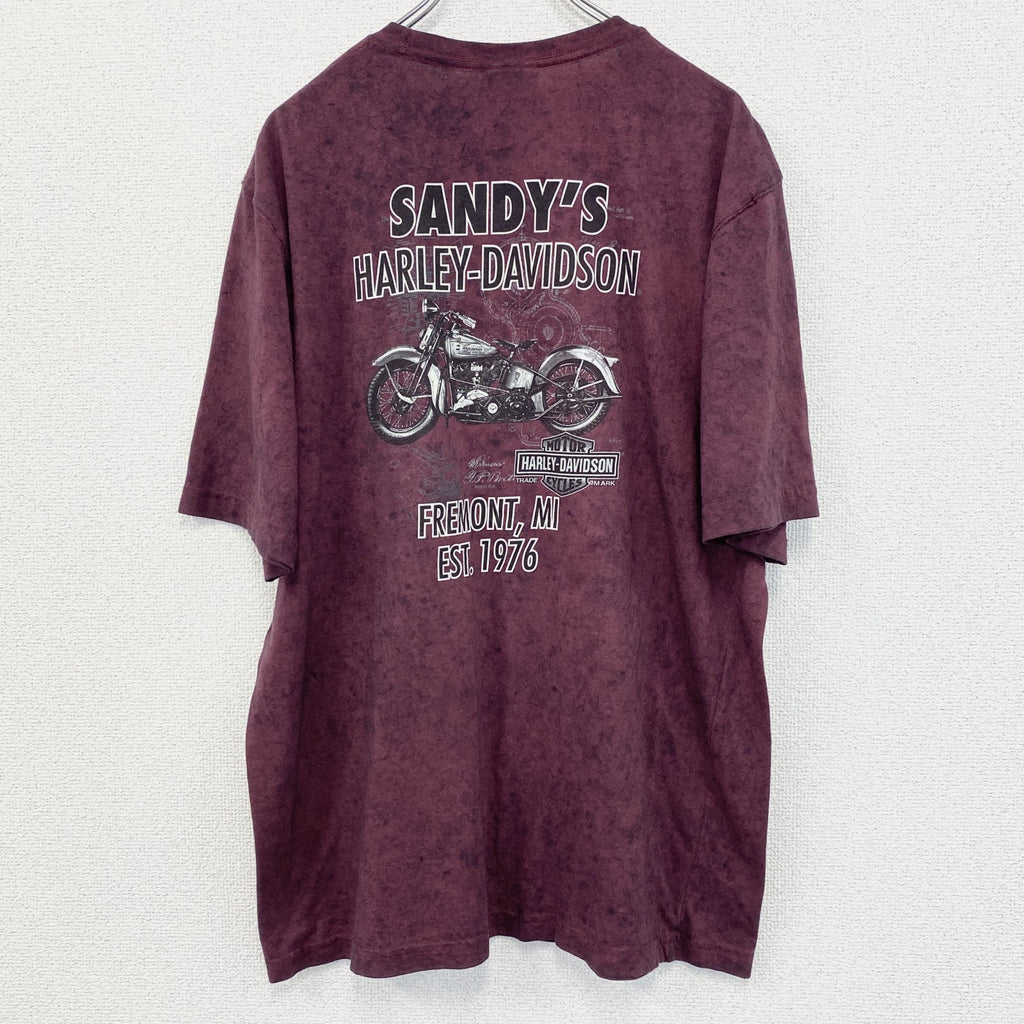 HARLEY DAVIDSON　ハーレーダビッドソン　半袖プリントTシャツ　赤紫　ボルドー　Lサイズ