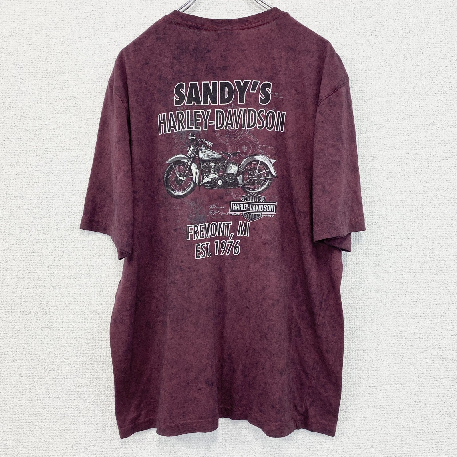 HARLEY DAVIDSON　ハーレーダビッドソン　半袖プリントTシャツ　赤紫　ボルドー　Lサイズ