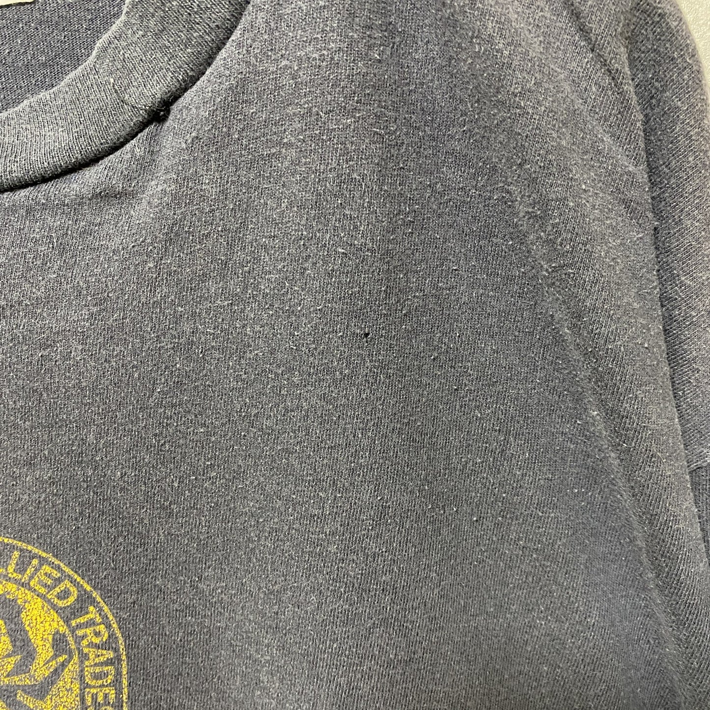 ONE UNION　半袖プリントTシャツ　フェード　アーチプリント　3連プリント　両面プリント　クルーネック　紺　ネイビー