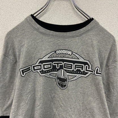 PROSPIRIT　長袖Tシャツ/ロンT　レイヤード　フットボール　グレー　黒　ブラック　XLサイズ
