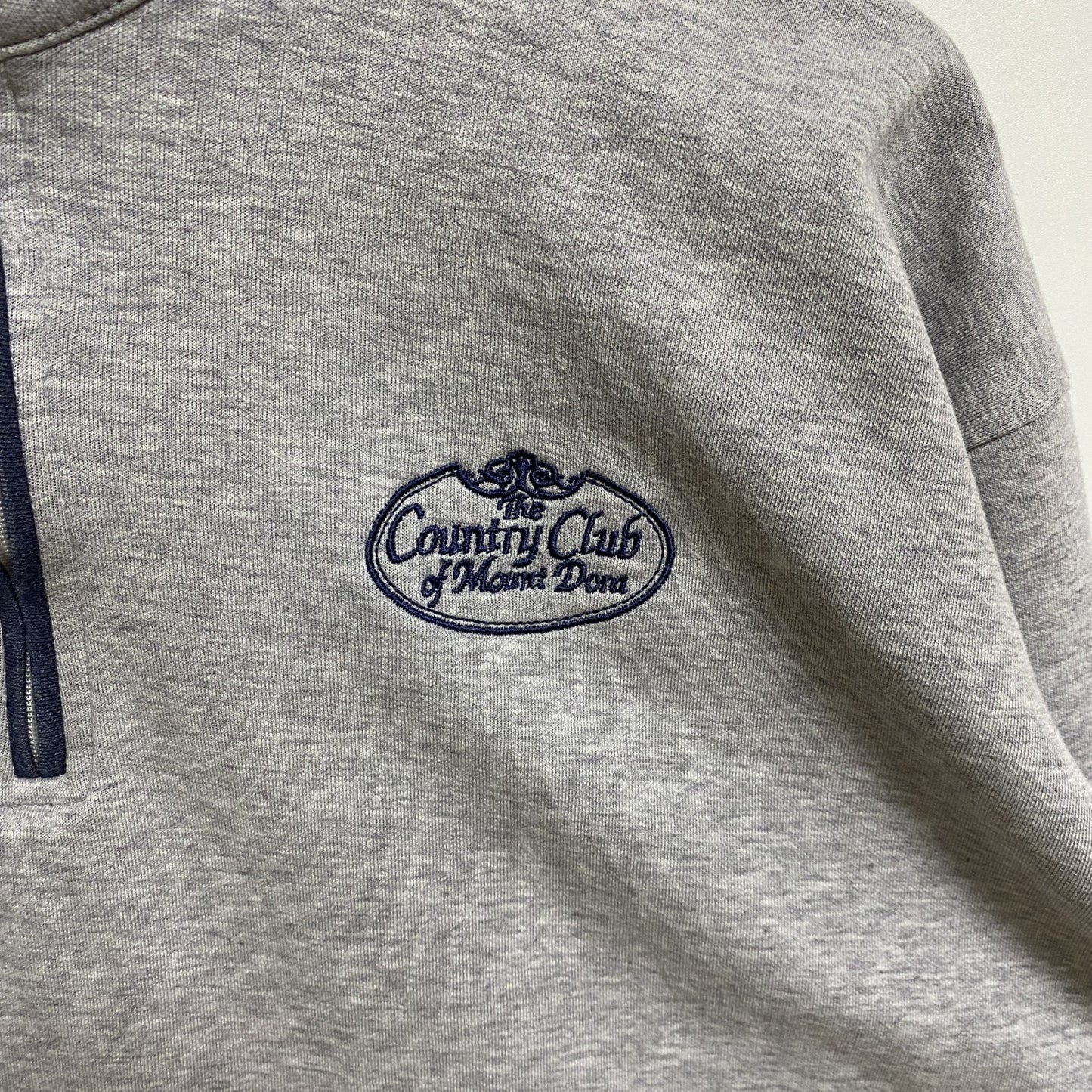 AHEAD　ハーフジップスウェット/トレーナー　ワンポイント　刺繍ロゴ　灰色　霜降りグレー　ハイネック　Mサイズ