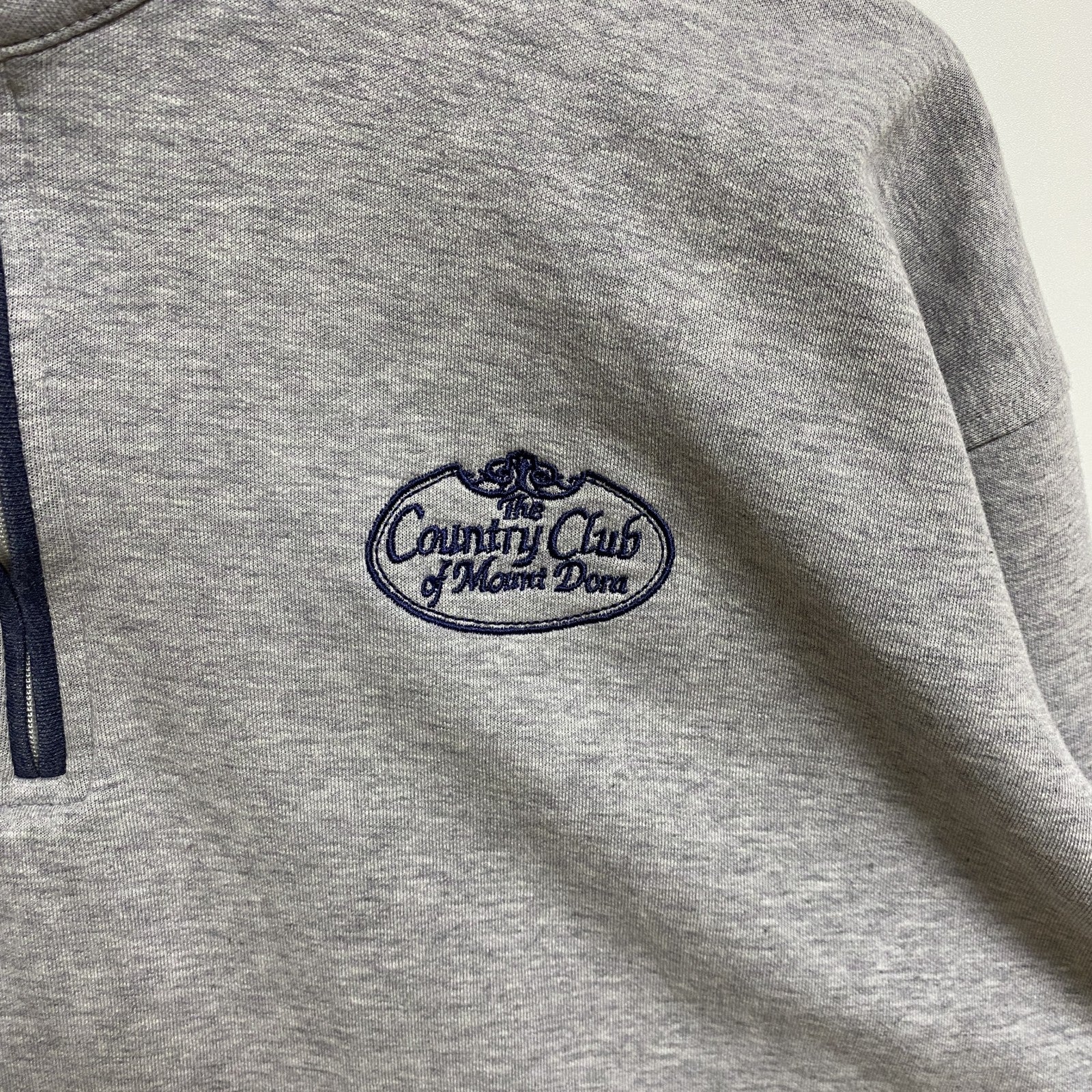 AHEAD　ハーフジップスウェット/トレーナー　ワンポイント　刺繍ロゴ　灰色　霜降りグレー　ハイネック　Mサイズ