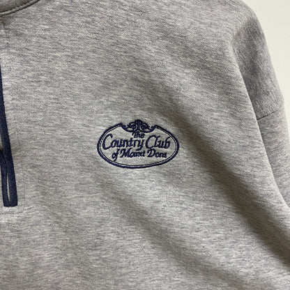 AHEAD　ハーフジップスウェット/トレーナー　ワンポイント　刺繍ロゴ　灰色　霜降りグレー　ハイネック　Mサイズ