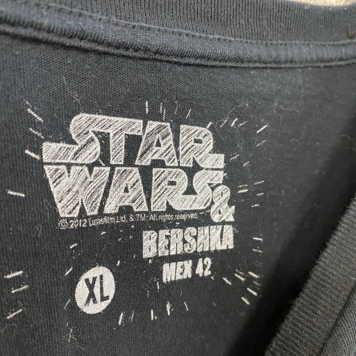 STAR WARS＆BERSHKA MEX 42　スターウォーズ　半袖プリントTシャツ　キャラクターT　黒　ブラック　XLサイズ