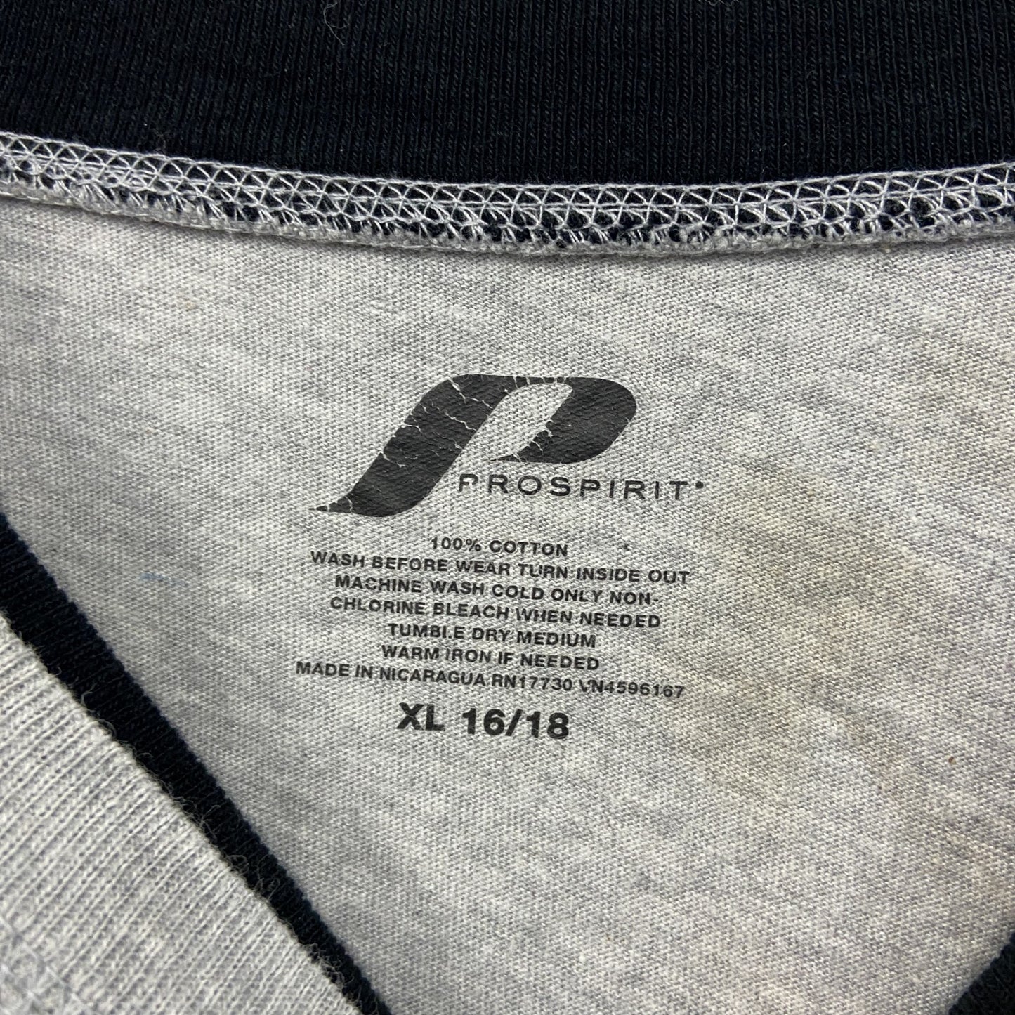 PROSPIRIT　長袖Tシャツ/ロンT　レイヤード　フットボール　グレー　黒　ブラック　XLサイズ